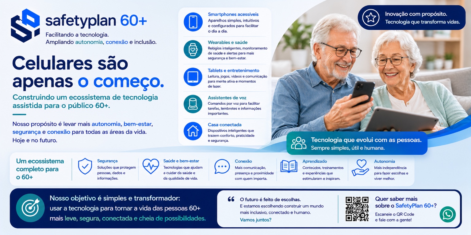 Celulares são apenas o começo: ecossistema de tecnologia assistida 60+.