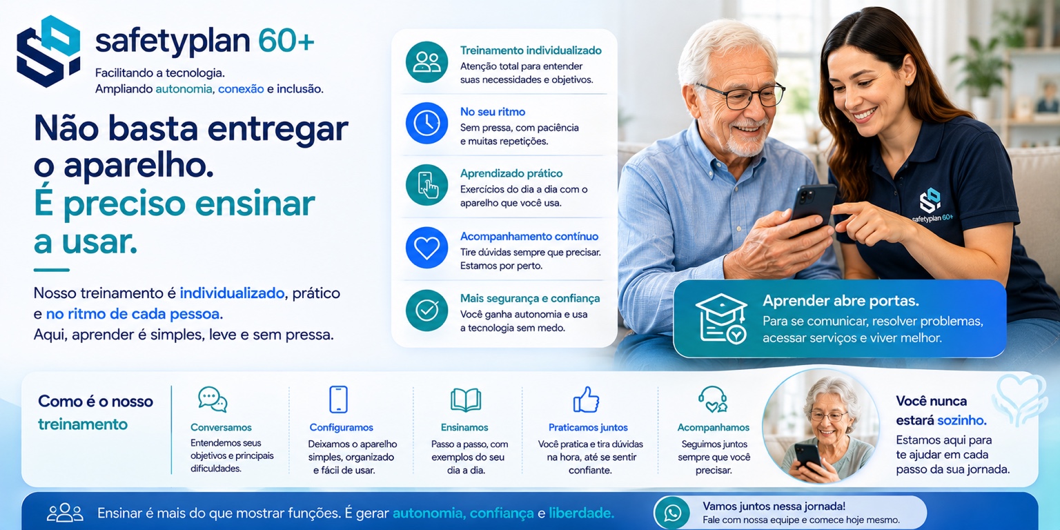 Treinamento individualizado, prático e no ritmo de cada pessoa.